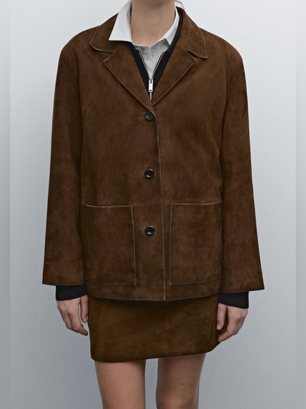 🔥🔥🔥 Massimo Dutti dark brown suede jacket/blazer size S